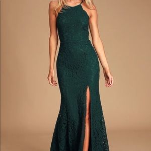 Splendor of Love Emerald Green Lace Maxi Dress, L, new with tags